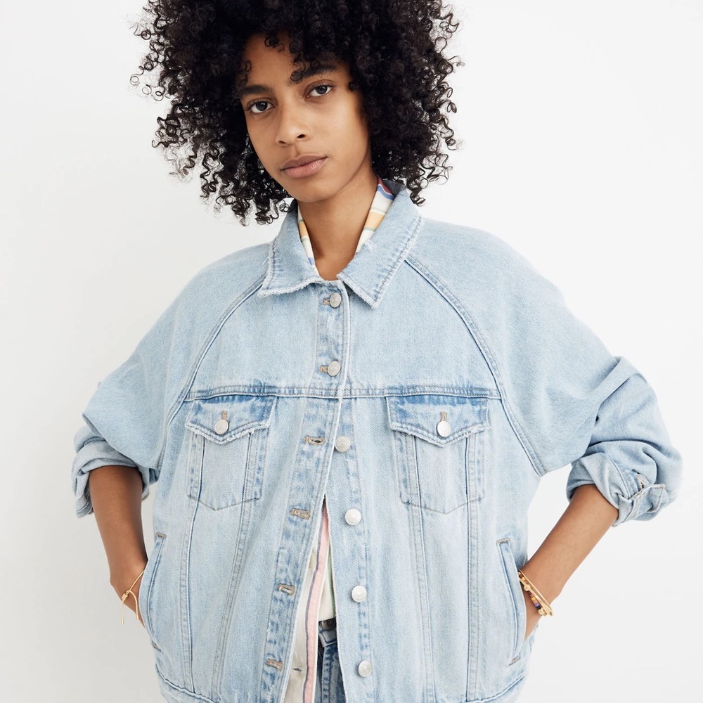 Madewell The Raglan Oversized Jean Jacket in Bristol Wash Size XS